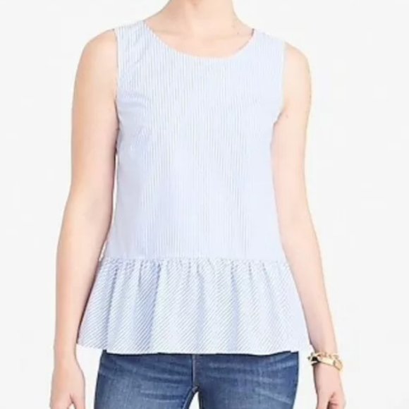 J.Crew Striped Double Bow Back Peplum Tank Blouse - Picture 3 of 8